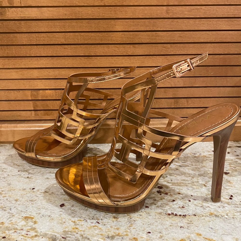 Rose Gold Strap High Heels — never worn